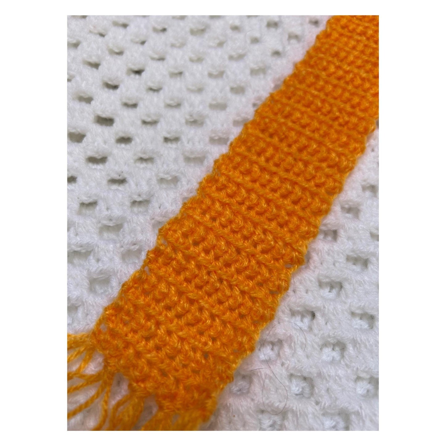 Orange Crochet Book Place Marker with Tassel Fringe