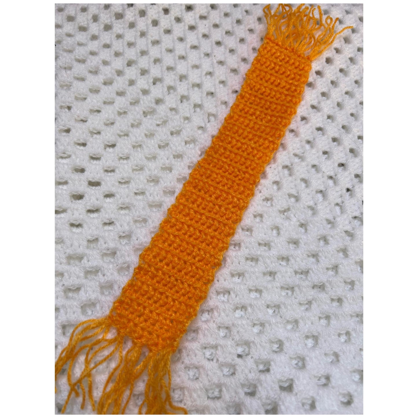 Orange Crochet Book Place Marker with Tassel Fringe