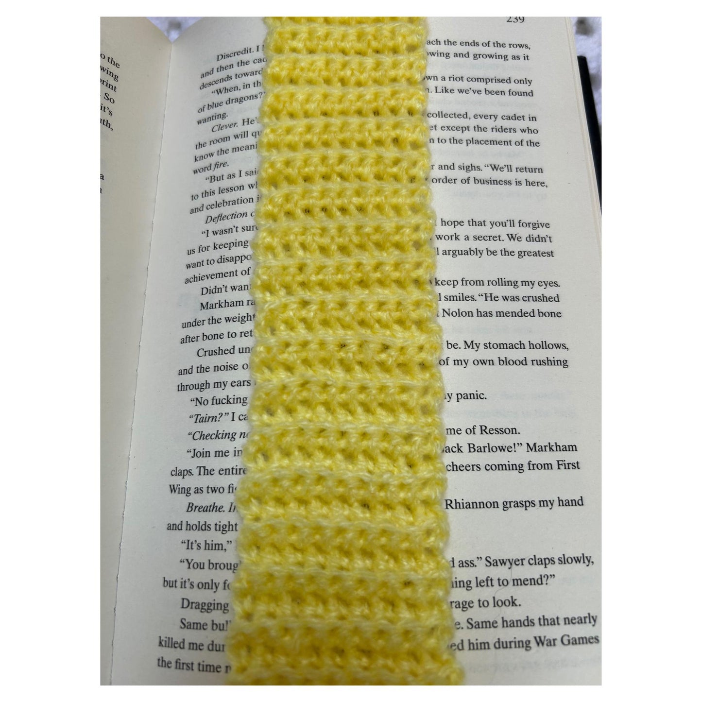 Custom Yellow Crocheted Bookmark with Tassel Fringe