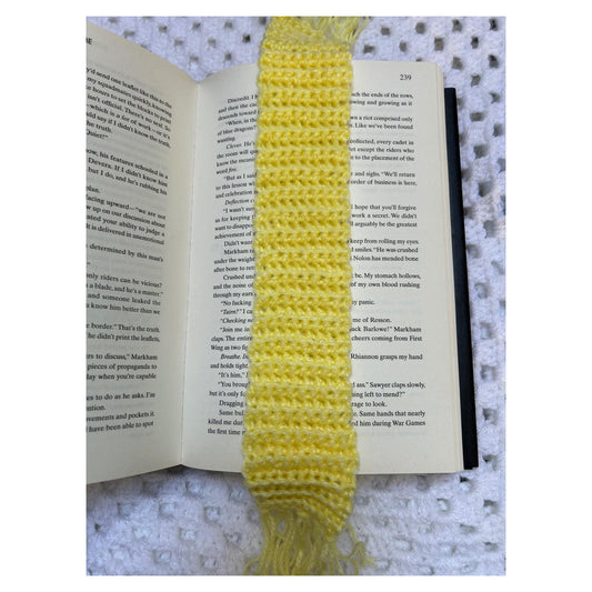 Custom Yellow Crocheted Bookmark with Tassel Fringe