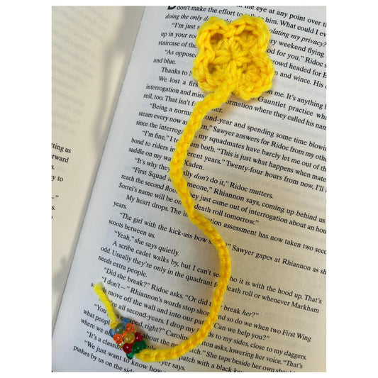 Custom Crochet Yellow Flower Bookmark