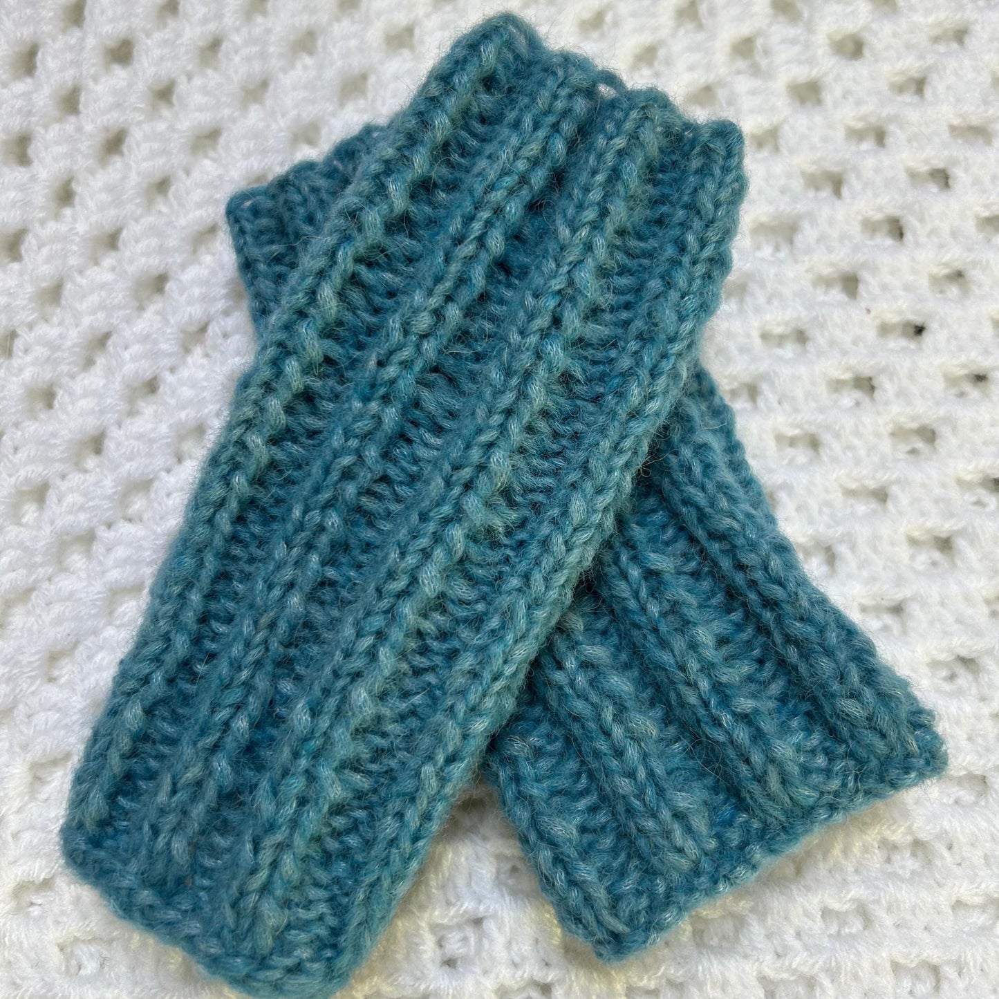 Blue Alpaca Fingerless Gloves