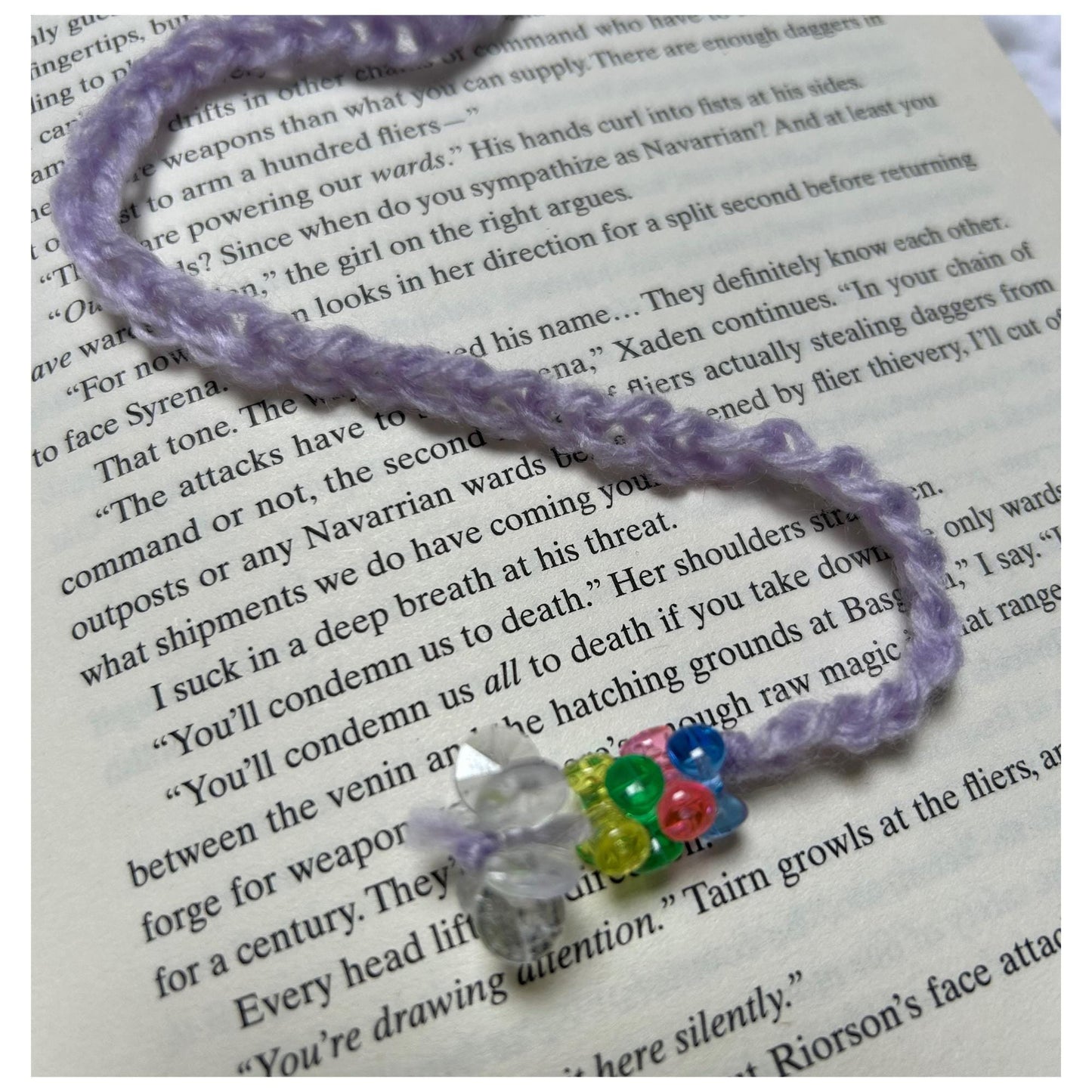 Crochet Purple Flower Bookmark, Beaded Page Marker
