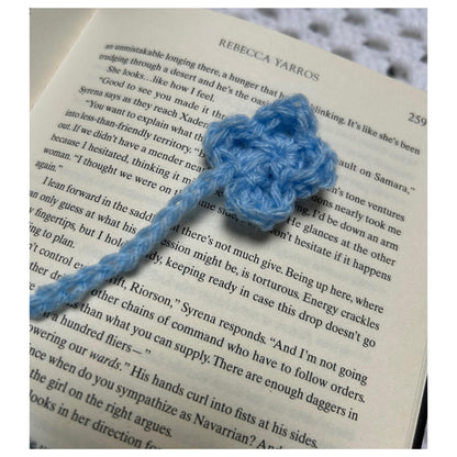 Custom Crochet Blue Floral Bookmark: Beaded Handmade Reader Gift
