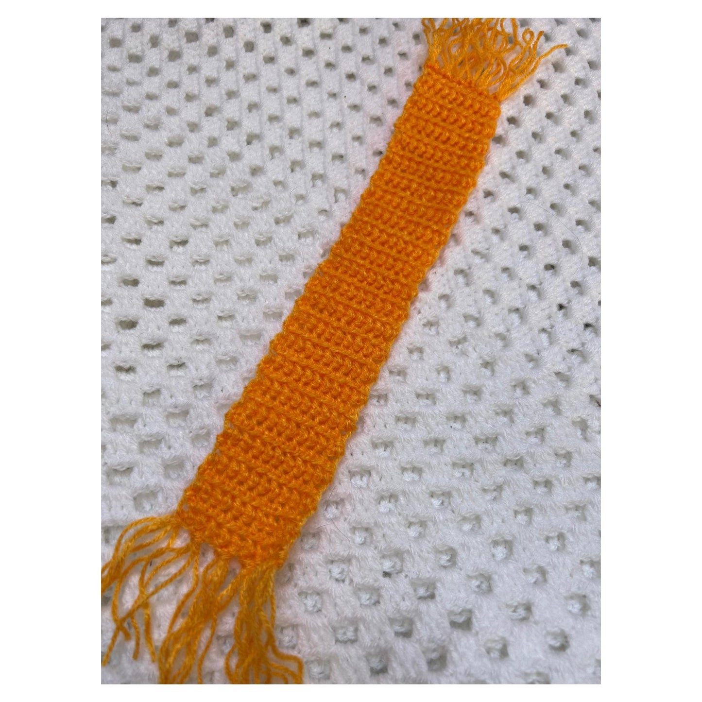 Orange Crochet Book Place Marker with Tassel Fringe