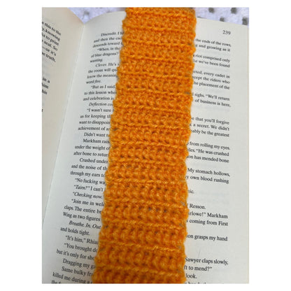 Orange Crochet Book Place Marker with Tassel Fringe