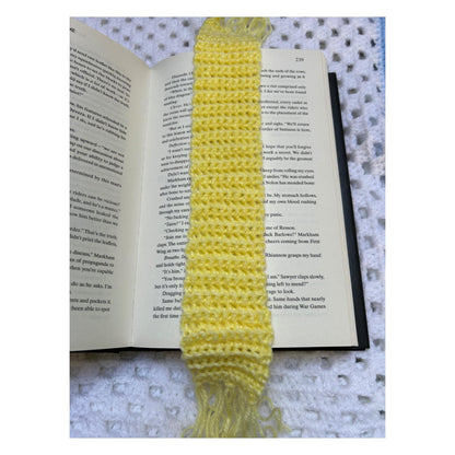 Custom Yellow Crocheted Bookmark with Tassel Fringe