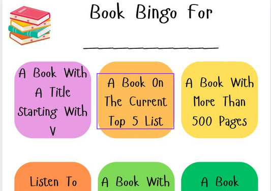 Book Bingo: 9 Prompt Reading Challenge (Digital Download)