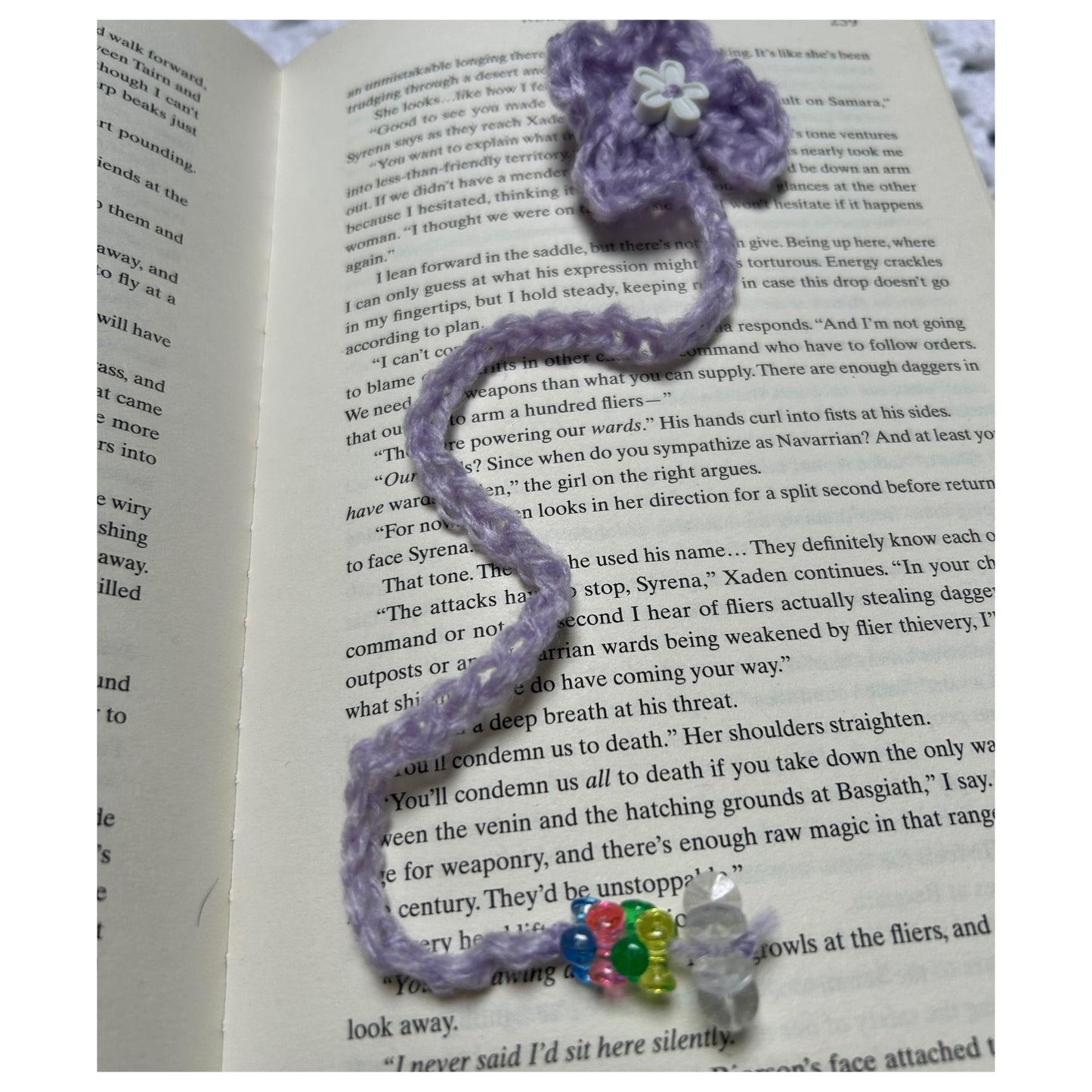 Crochet Purple Flower Bookmark, Beaded Page Marker