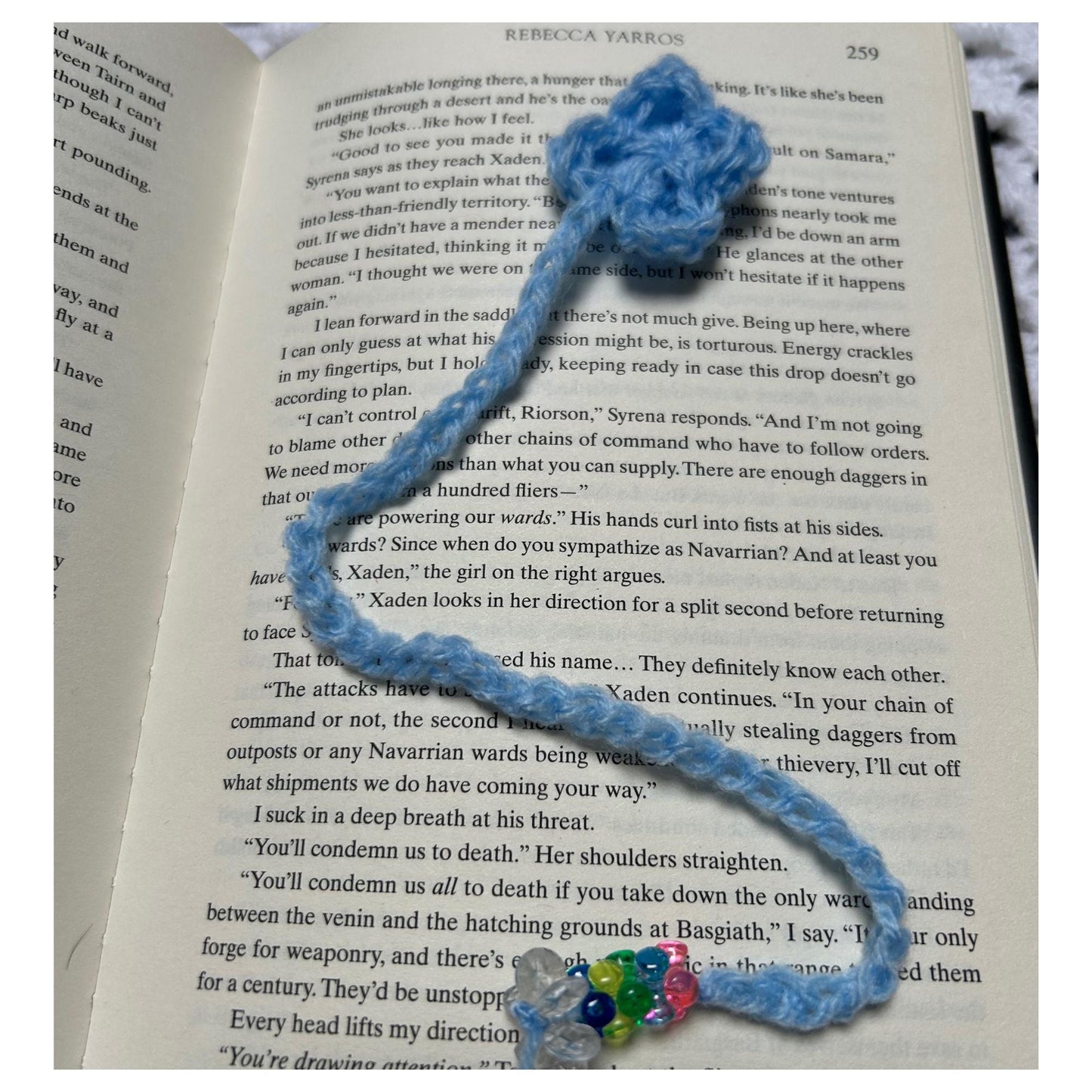 Custom Crochet Blue Floral Bookmark: Beaded Handmade Reader Gift