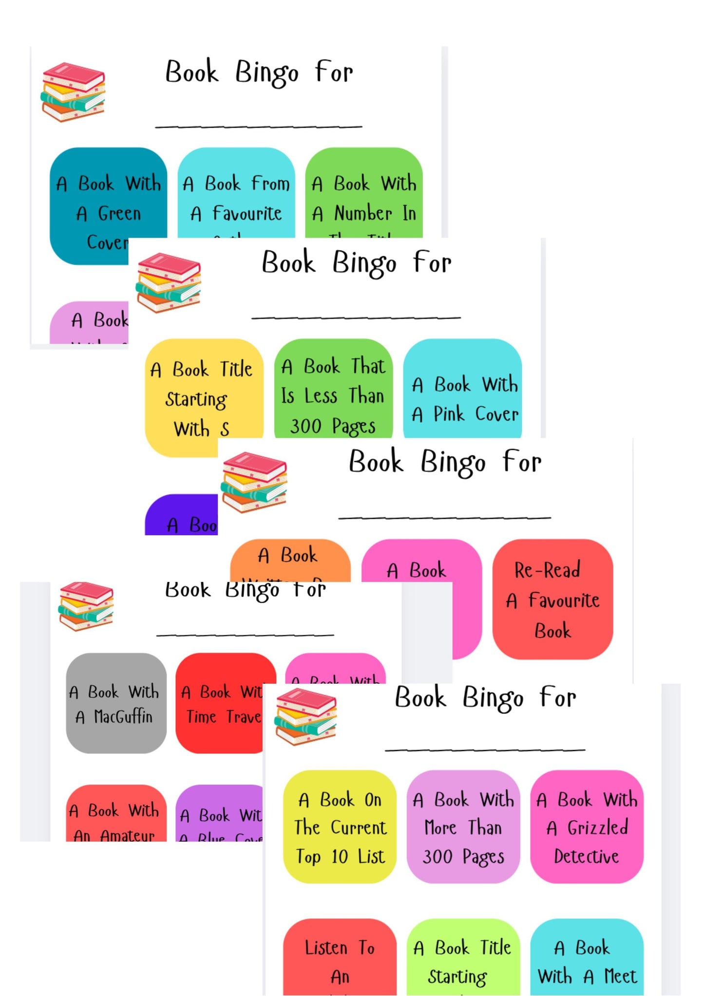 Book Bingo Bundle: Reading Challenge, Book Club Game (Digital Download)