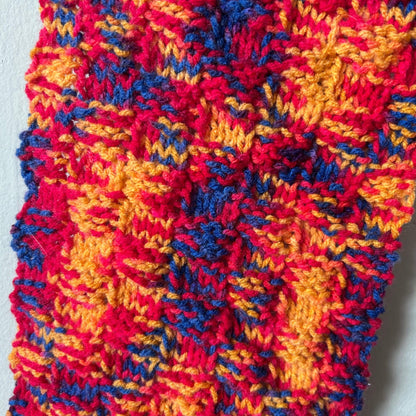 Hand Knit Basketweave Scarf: Colorful Textured Neck Warmer