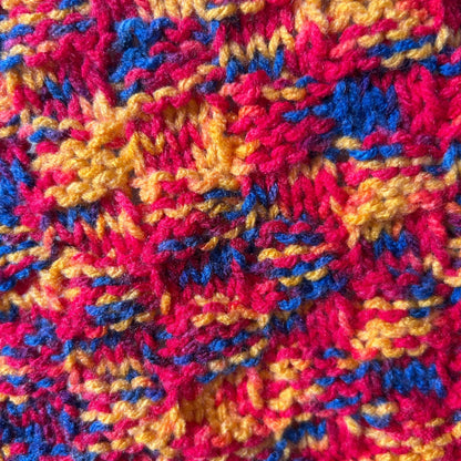 Hand Knit Basketweave Scarf: Colorful Textured Neck Warmer