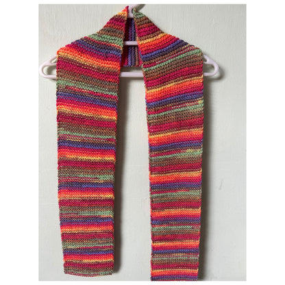 Hand Knit Multi Colour Long Scarf: Autumnal Neckwarmer