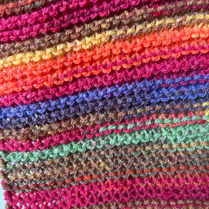 Hand Knit Multi Colour Long Scarf: Autumnal Neckwarmer