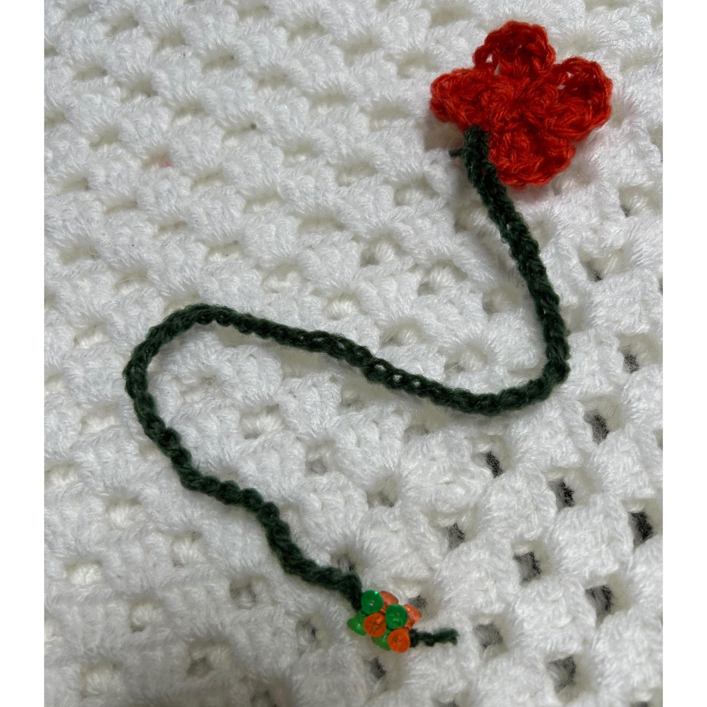 Crochet Floral Bookmark: Handmade Beaded Flower Page Marker