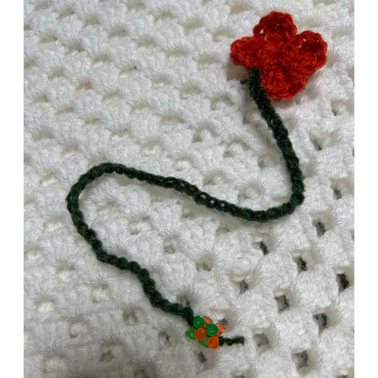 Crochet Floral Bookmark: Handmade Beaded Flower Page Marker