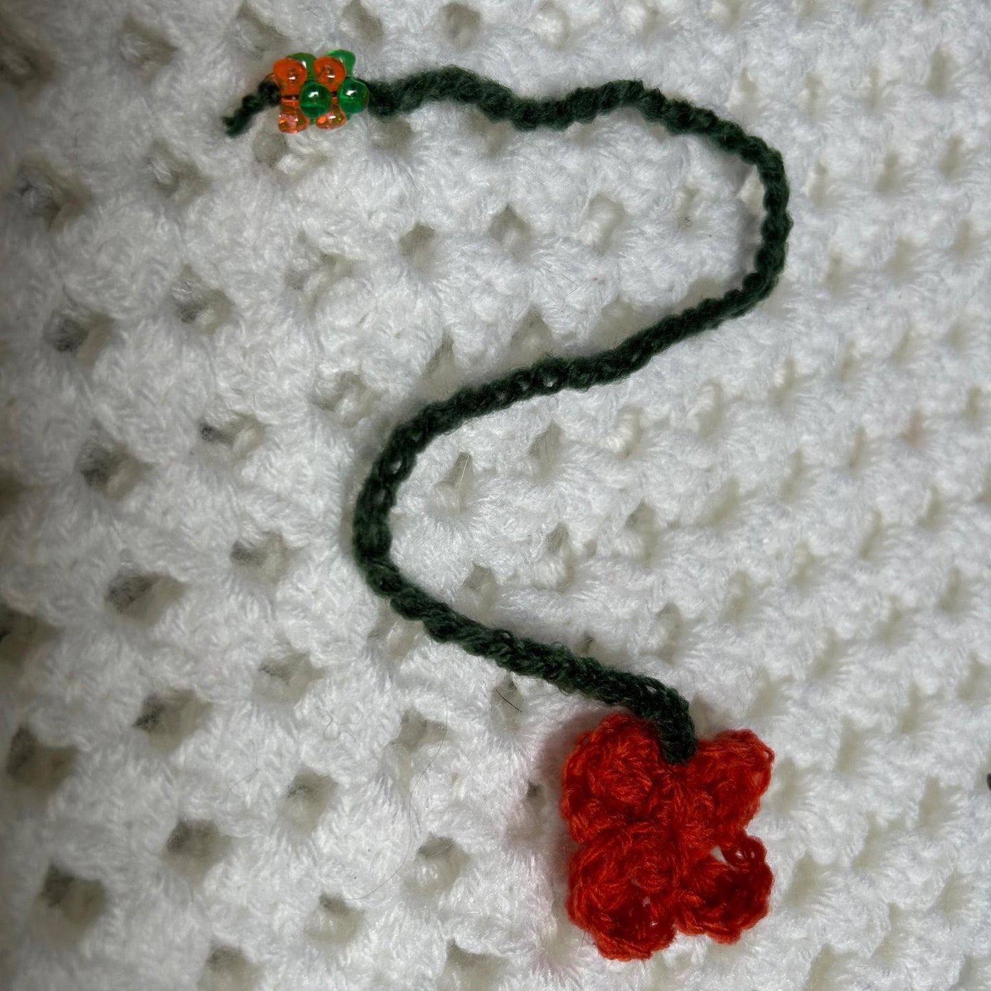 Crochet Floral Bookmark: Handmade Beaded Flower Page Marker