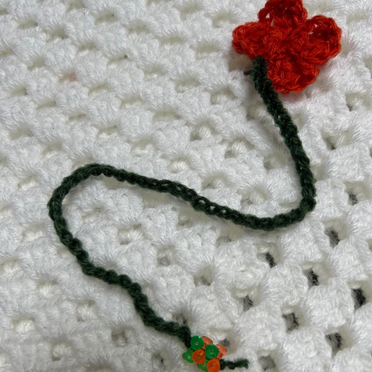 Crochet Floral Bookmark: Handmade Beaded Flower Page Marker