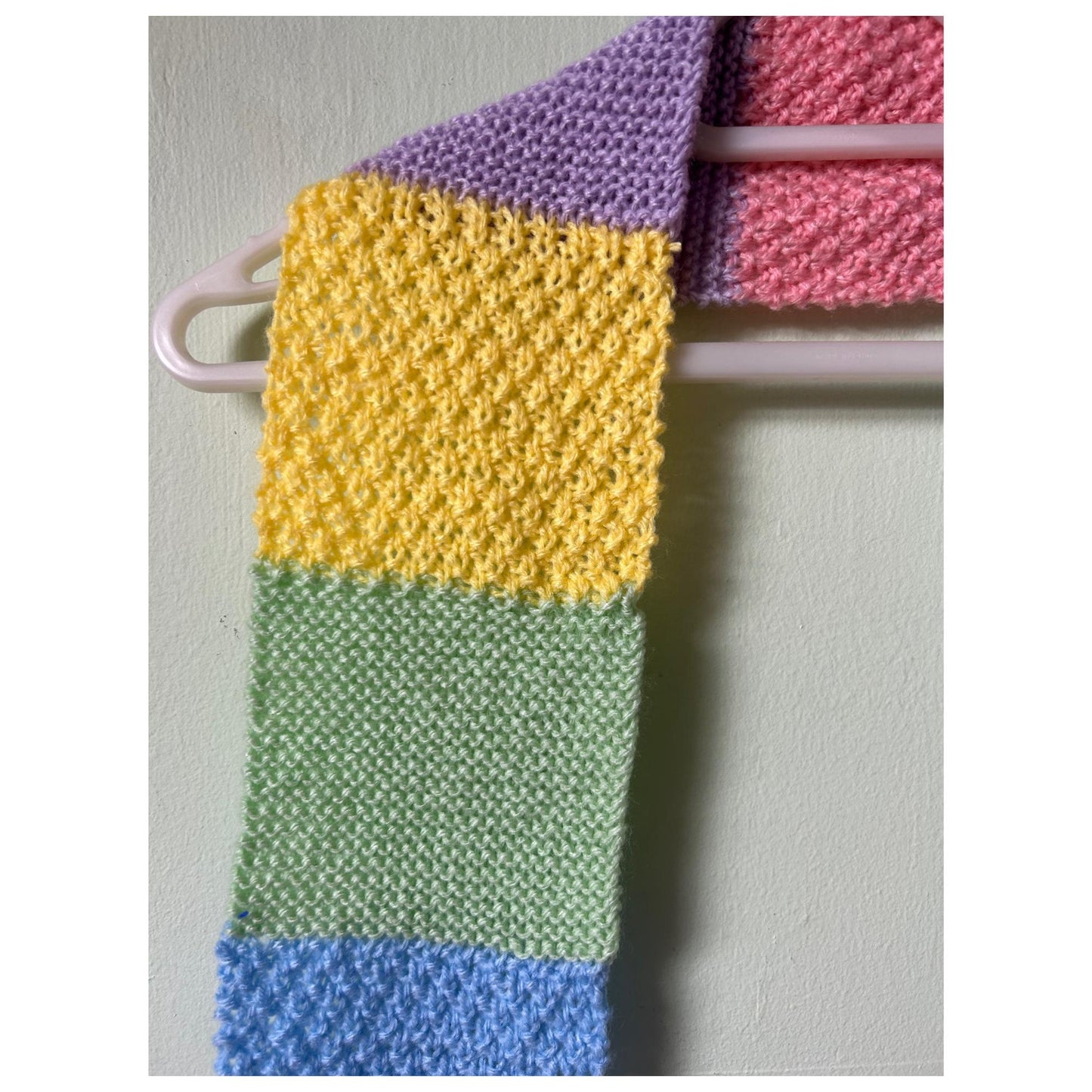 Pastel Rainbow Knitted Scarf: Striped Fringe Scarf