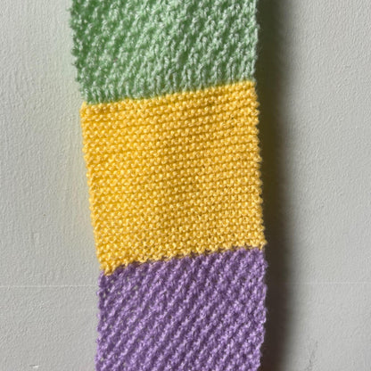 Pastel Rainbow Knitted Scarf: Striped Fringe Scarf