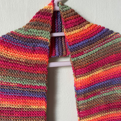 Hand Knit Multi Colour Long Scarf: Autumnal Neckwarmer