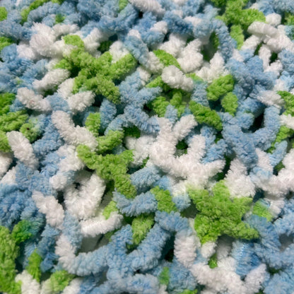 Super Chunky Blue Green and White Openweave Knit Scarf