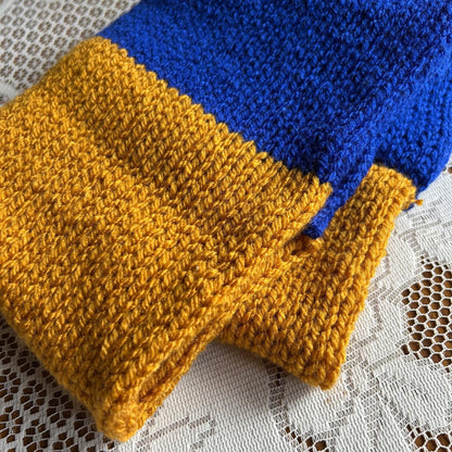 Blue and Gold Double Thick Infinity Scarf