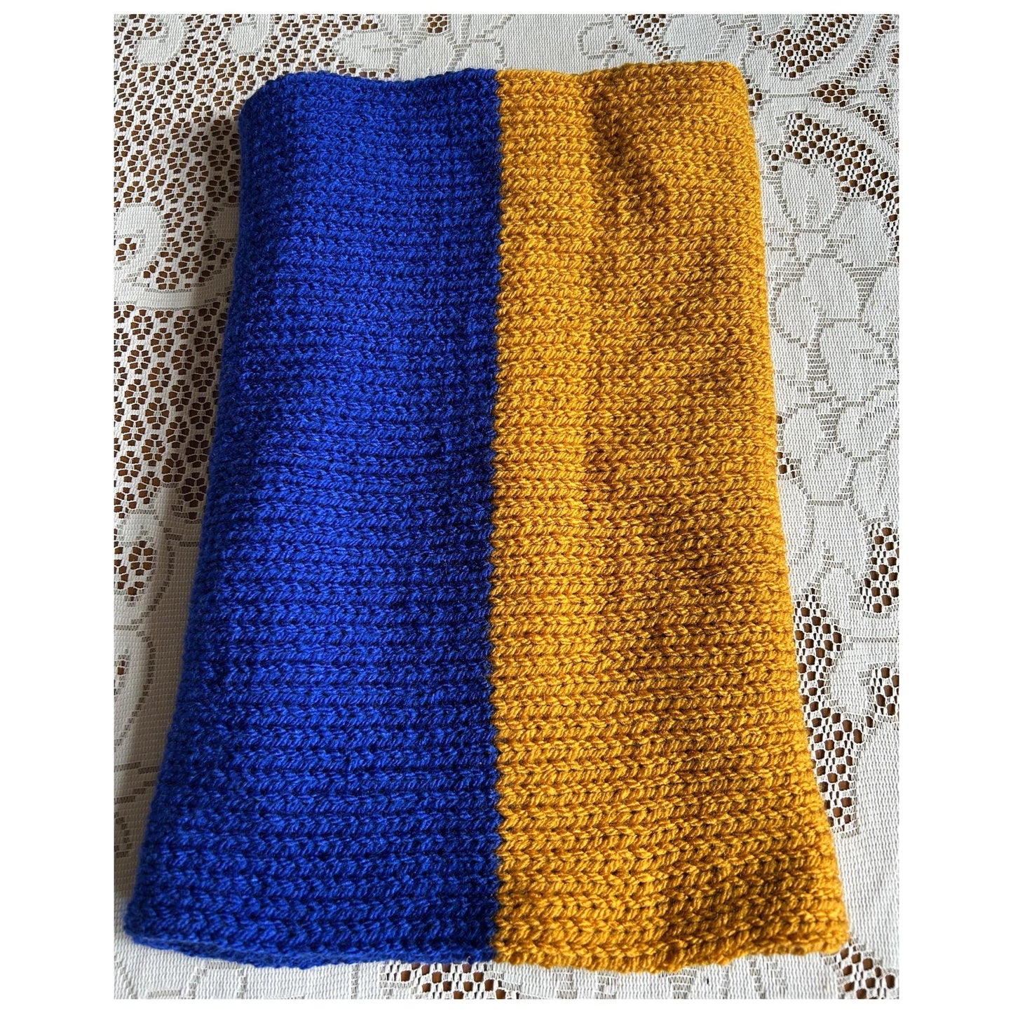 Blue and Gold Double Thick Infinity Scarf