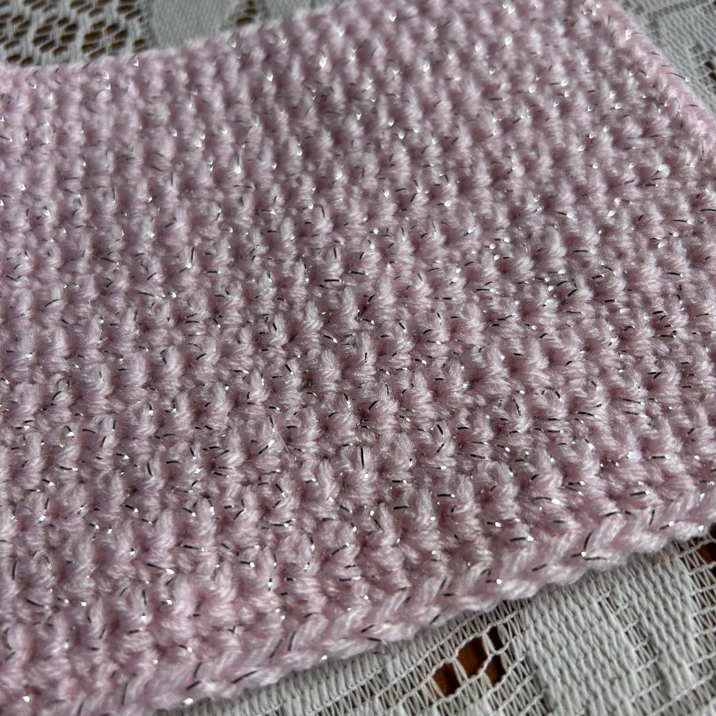 Small Sparkly Pink Placemat with Shell Corners