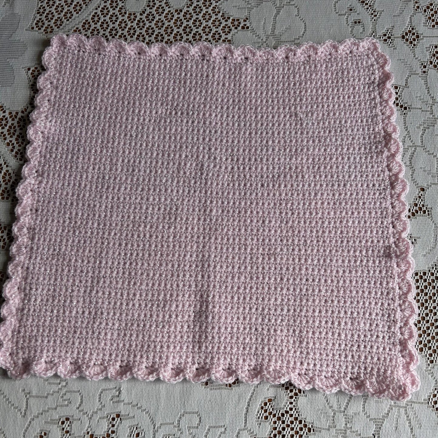 Large Pink Sparkly Placemat with Shell Edging Border