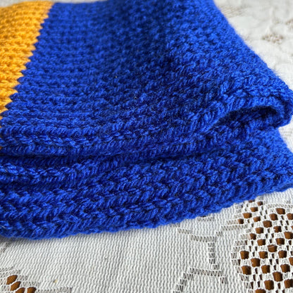 Blue and Gold Double Thick Infinity Scarf