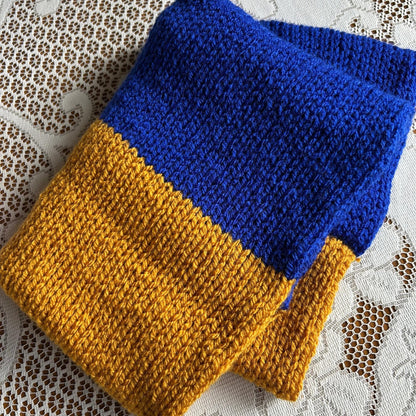 Blue and Gold Double Thick Infinity Scarf