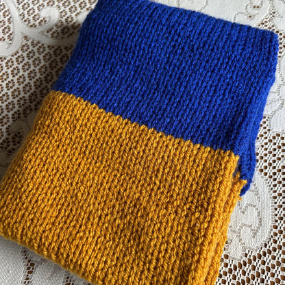 Blue and Gold Double Thick Infinity Scarf