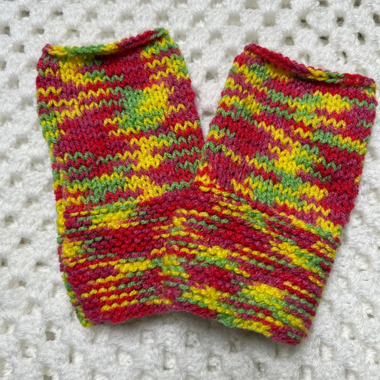 Bright Colour Hand Knit Fingerless Gloves