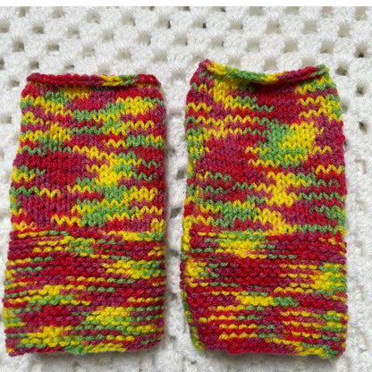 Bright Colour Hand Knit Fingerless Gloves
