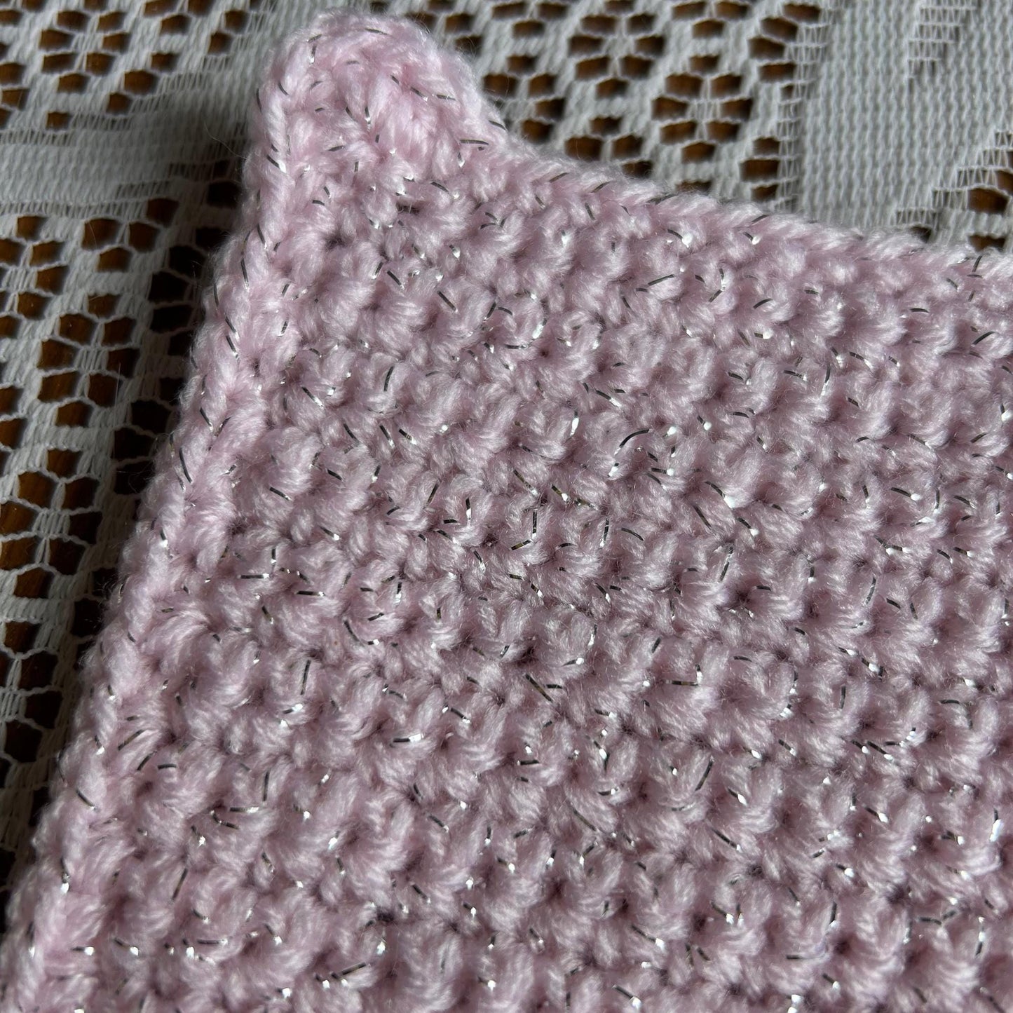 Small Sparkly Pink Placemat with Shell Corners