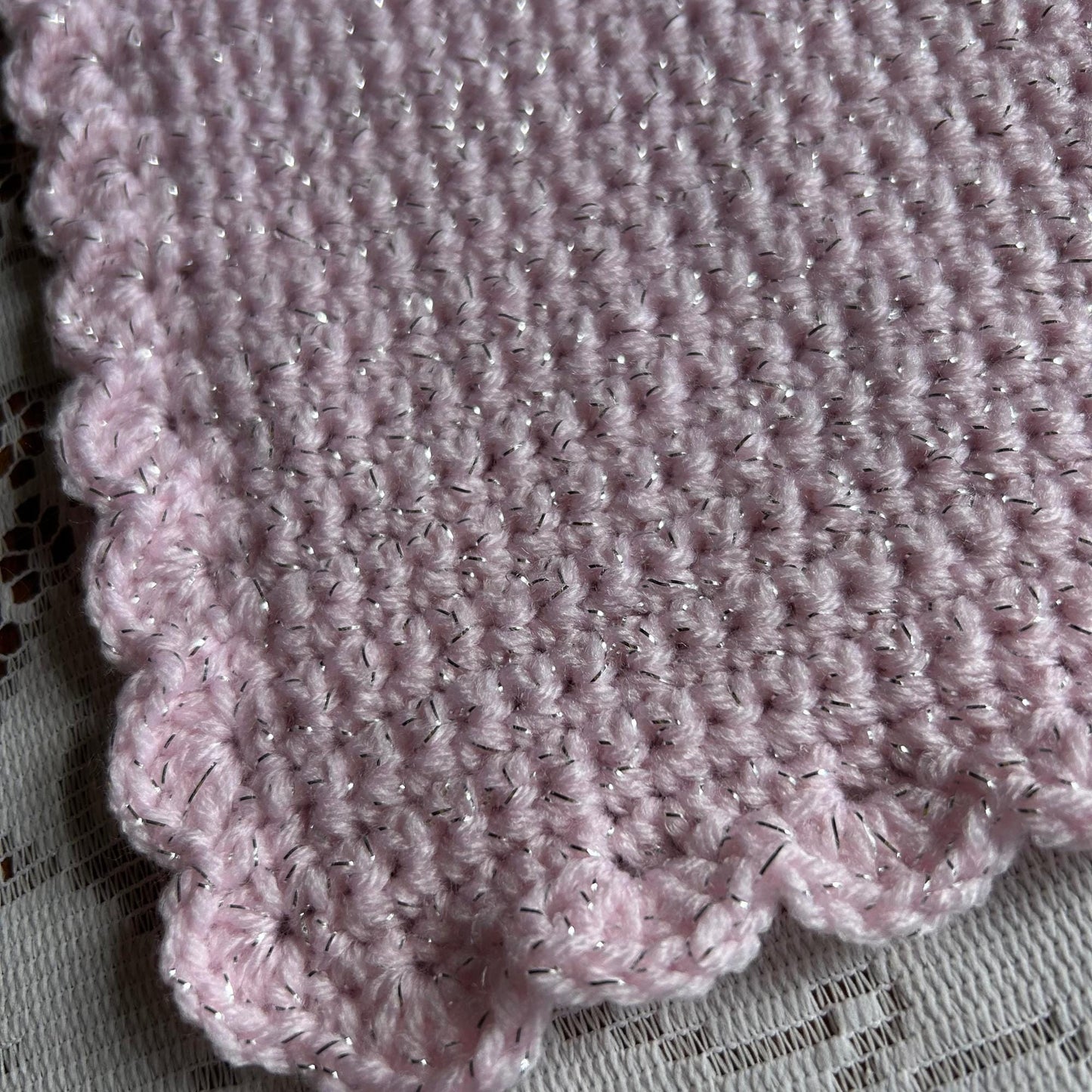 Large Pink Sparkly Placemat with Shell Edging Border
