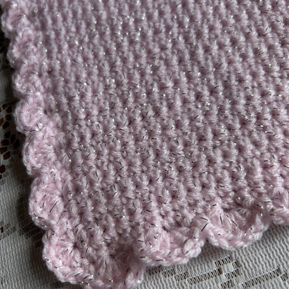 Large Pink Sparkly Placemat with Shell Edging Border