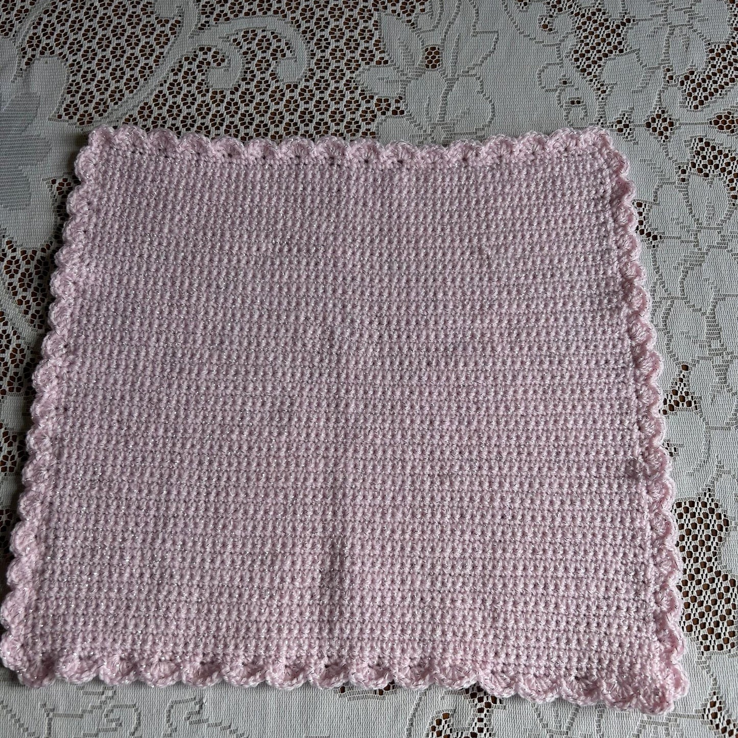 Large Pink Sparkly Placemat with Shell Edging Border