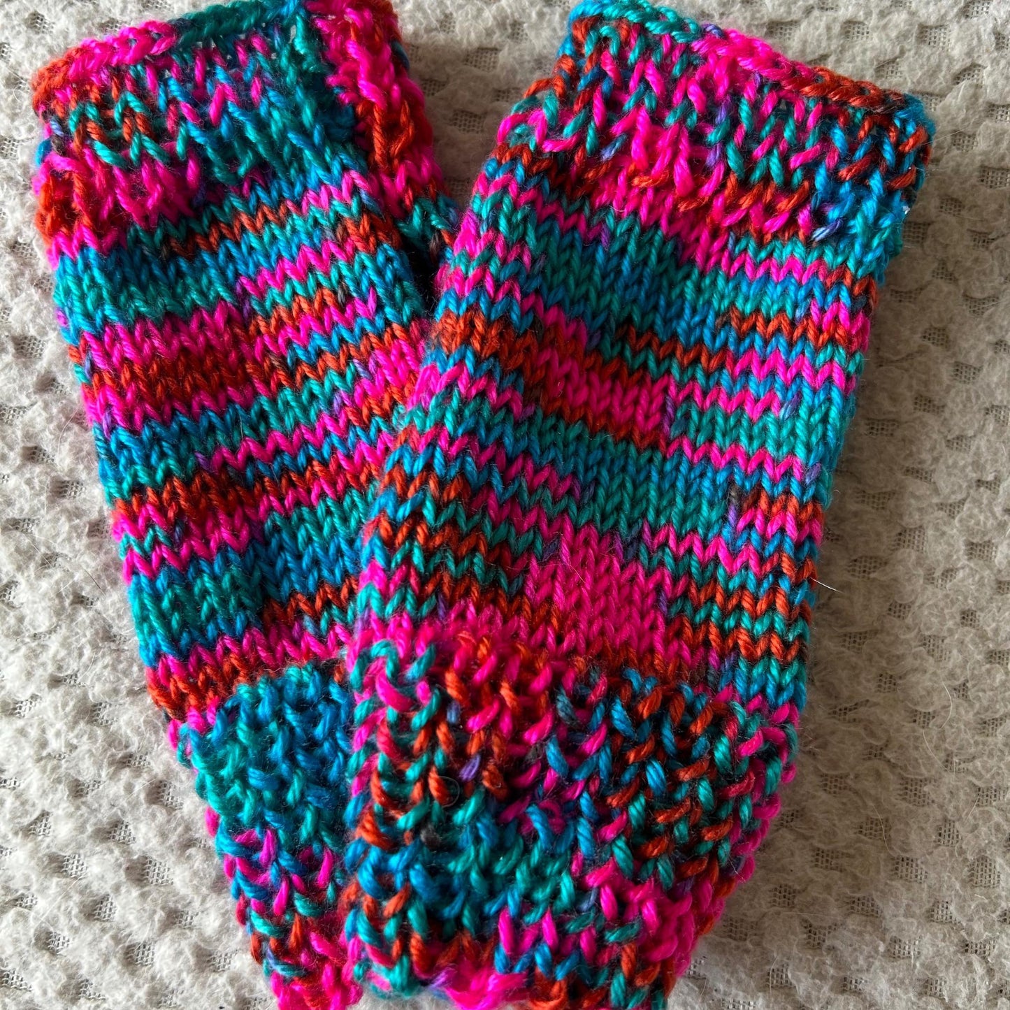 Brightly Coloured Pink Blue and Gold Fingerless Gloves for Her