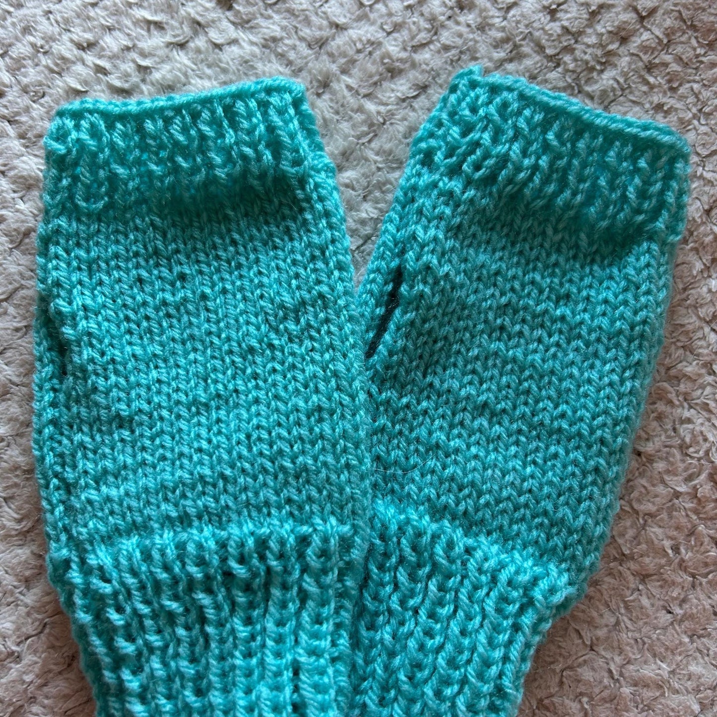 Turquoise Knitted Fingerless Gloves for Women and Girls