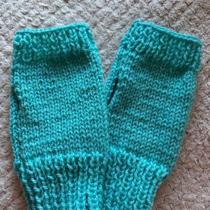 Turquoise Knitted Fingerless Gloves for Women and Girls