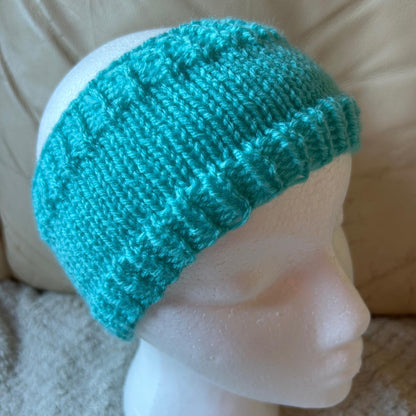 Turquoise Blue Hand Knitted Headband for Women and Girls