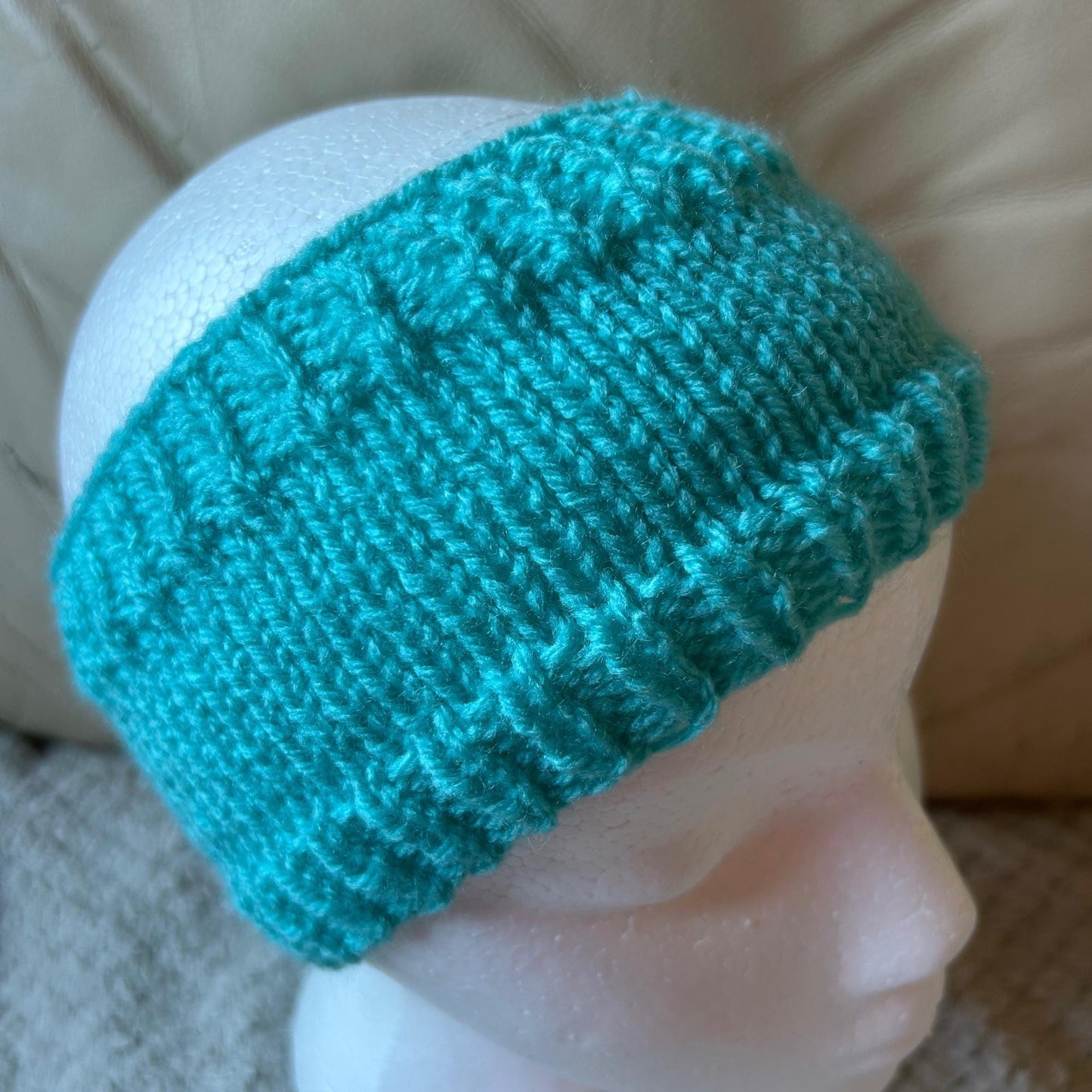 Turquoise Blue Hand Knitted Headband for Women and Girls