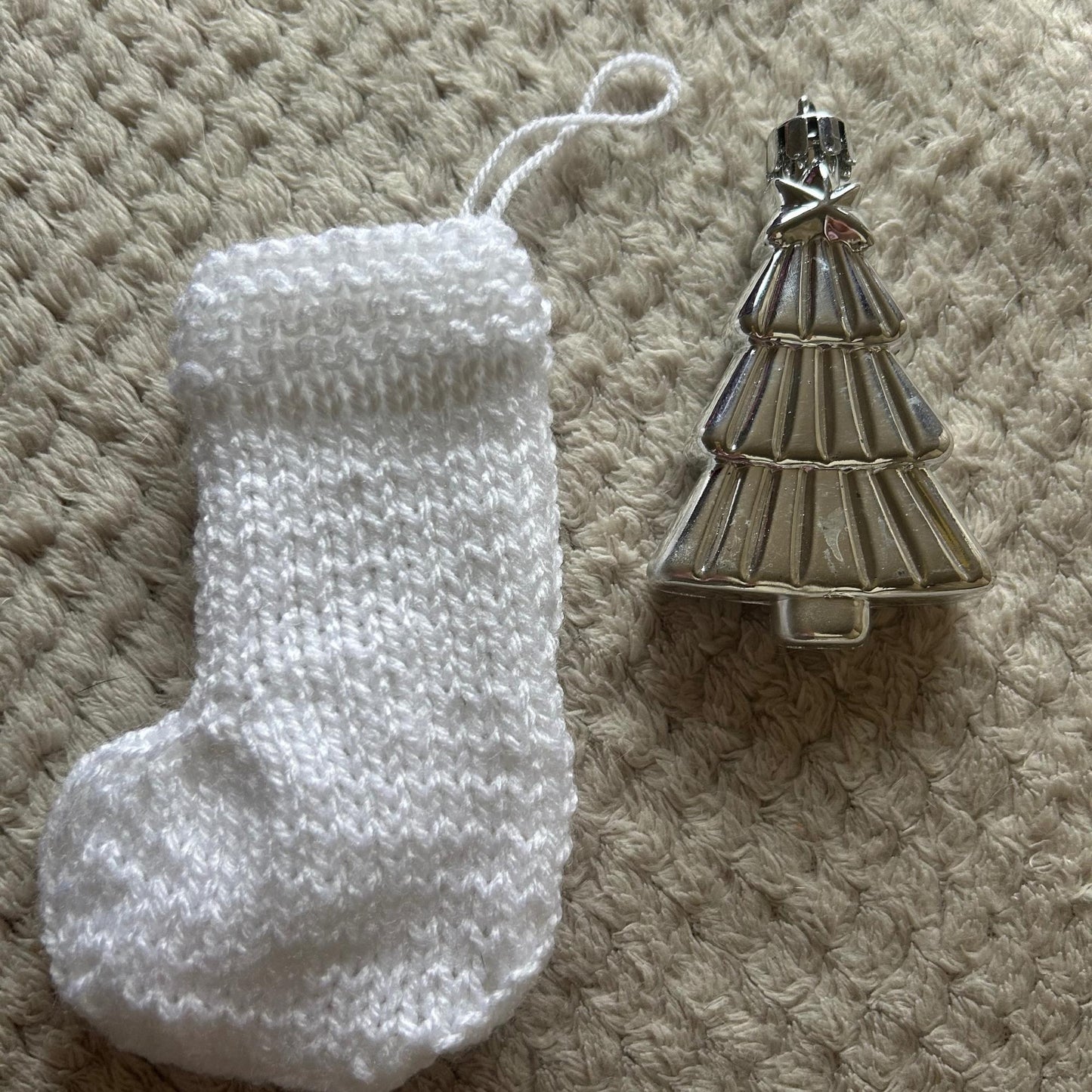 White Mini Christmas Stocking Festive Home Decor