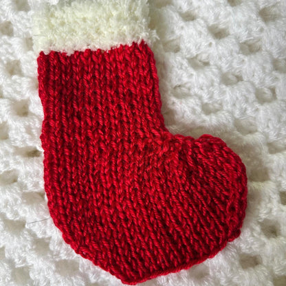 Red and Fluffy White Mini Christmas Stocking