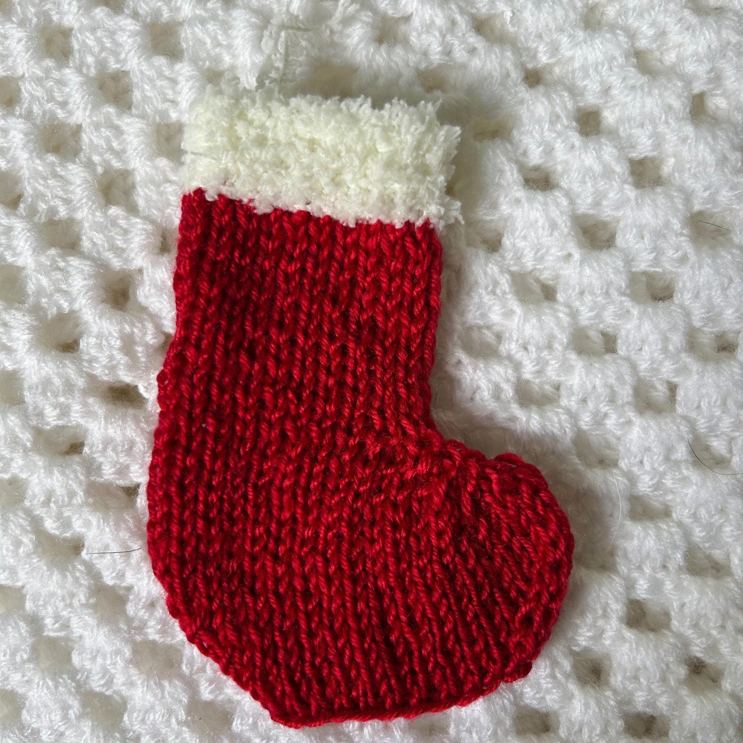 Red and Fluffy White Mini Christmas Stocking