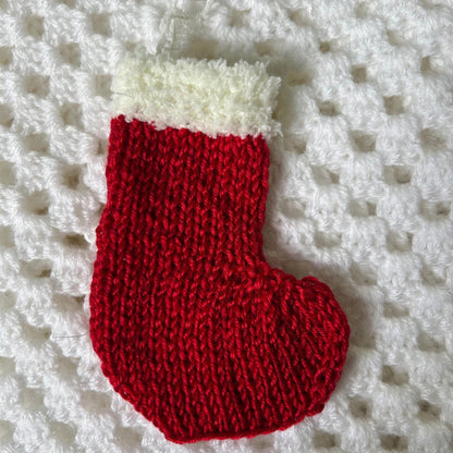 Red and Fluffy White Mini Christmas Stocking