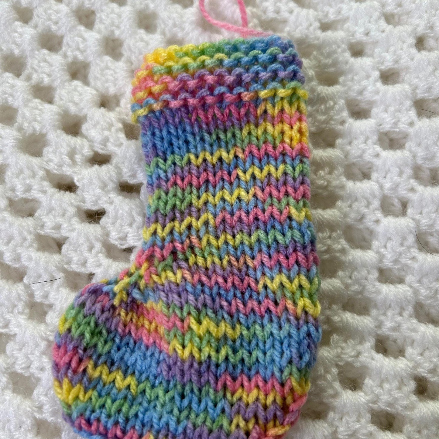 Brightly Coloured Mini Christmas Tree Stocking